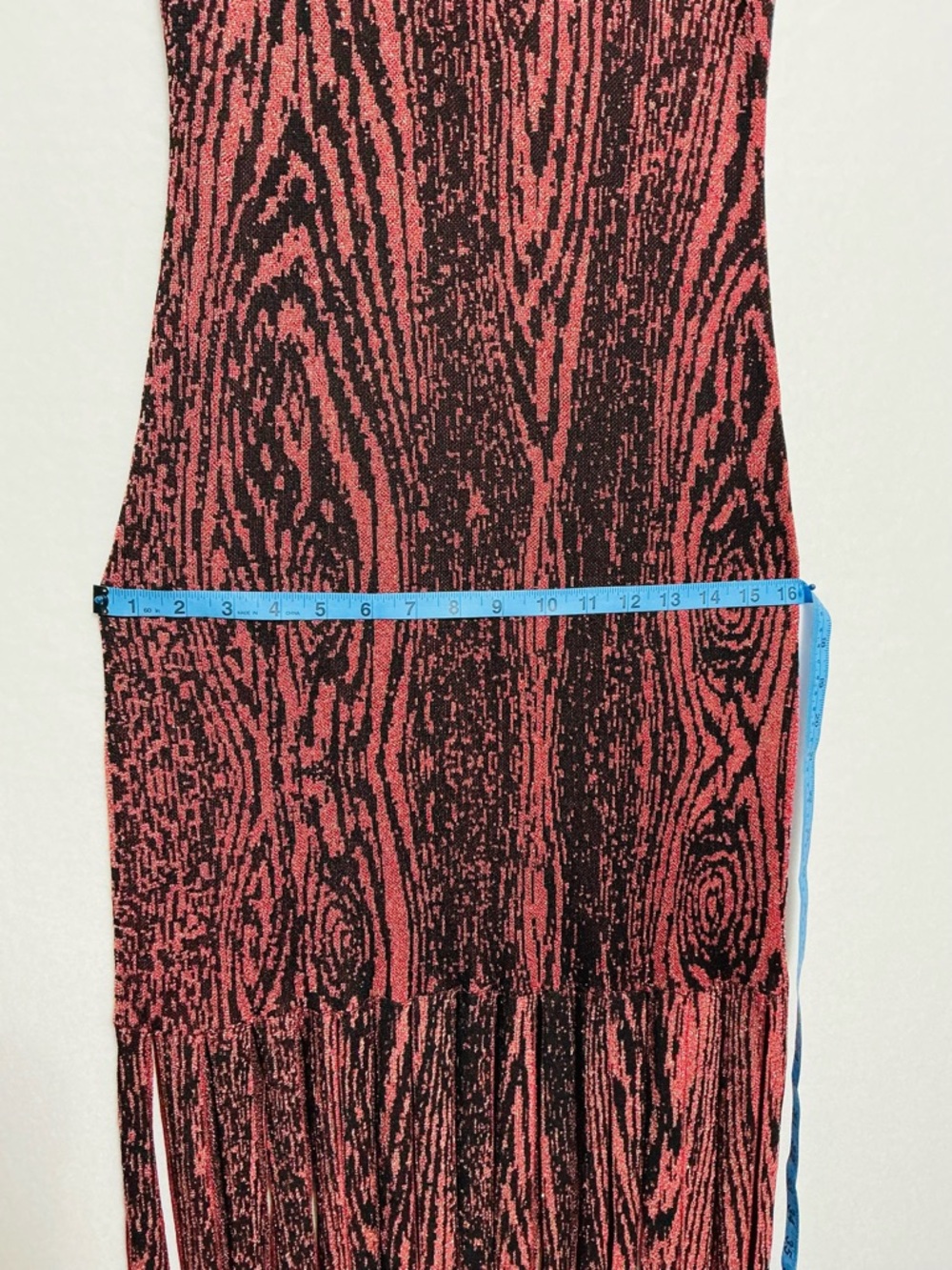 MISA Los Angeles Woodgrain Metallic Fringe Midi Dress - Size M - Picture 9 of 13
